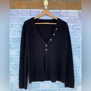 Naked cashmere Contrast-Button V-Neck Rib Sweater size large